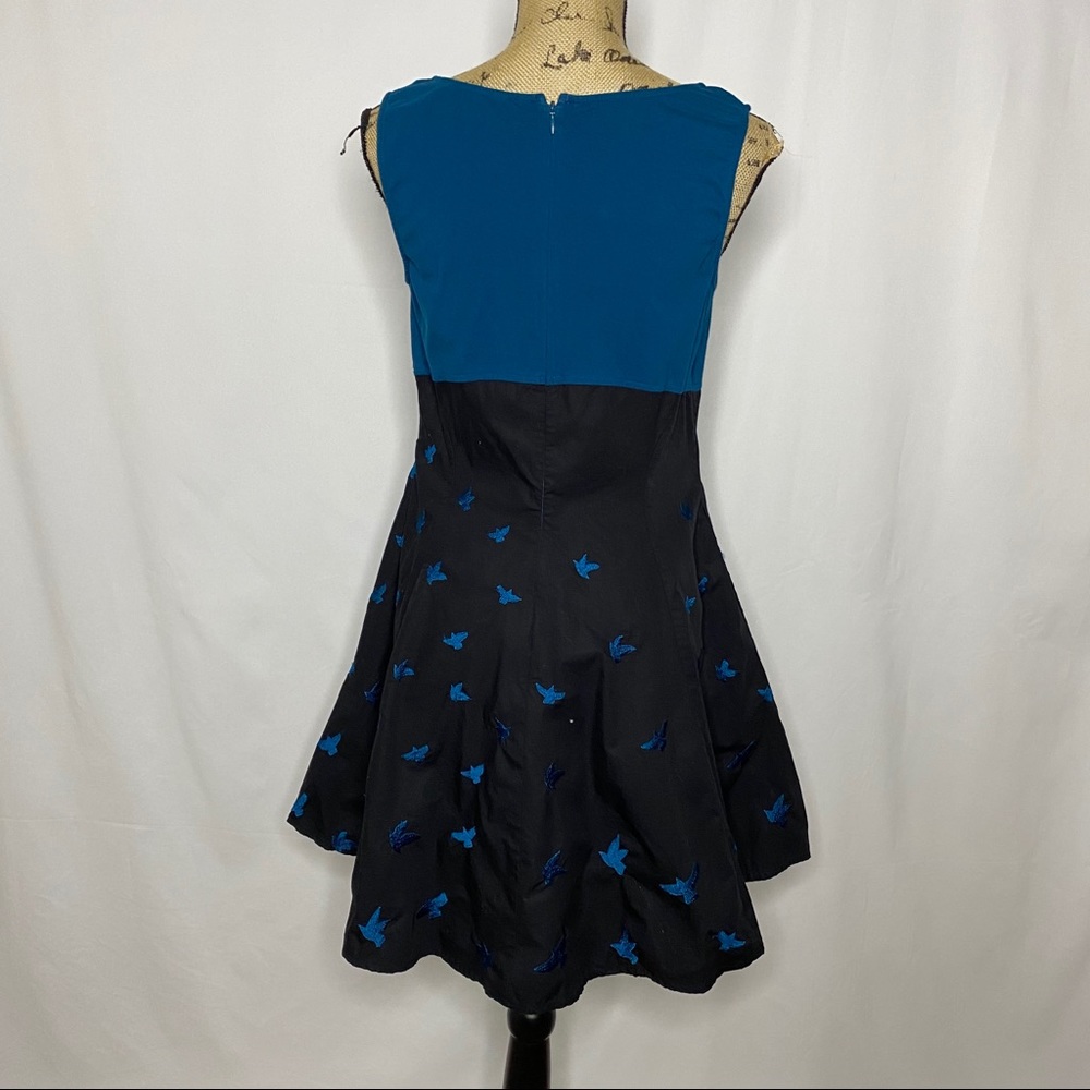 eShakti Black Blue Fit n Flare Sparrow Dress - Picture 7 of 9